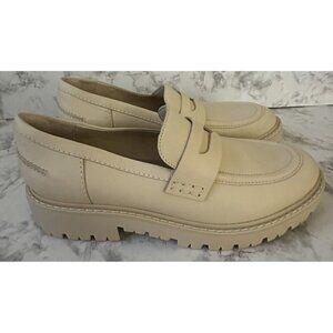 Schutz Christie Weekend Leather Loafer Lug Sole Womens 8 Eggshell Cream‎ New